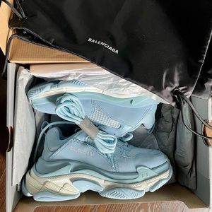 New in box Balenciaga Triple S sneakers in baby blue